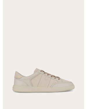 Ferragamo Low-Top Sneaker With Signature - Natural