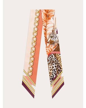 Ferragamo Felini Print Silk Mini Bandeau - White