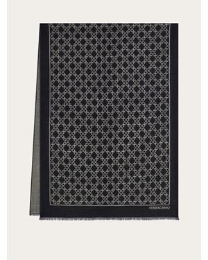 Ferragamo Gancini Jacquard Stole With Lurex - Black