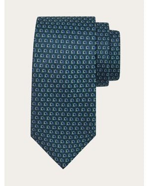 Ferragamo Uomo Cravatta Jacquard Gancini - Blu