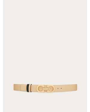 Ferragamo Reversible And Adjustable Gancini Belt - Natural