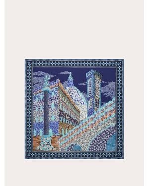 Ferragamo Palazzo Spini Feroni Print Silk Scarf - Blue