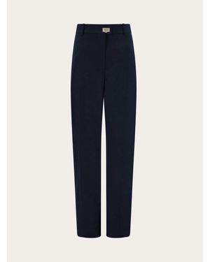 Ferragamo Cashmere Blend Tailored Trouser - Blue