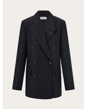 Ferragamo Pinstripe Wool Blazer - Blue