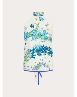 Ferragamo Spring Print Foulard Top - White