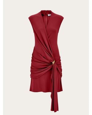 Ferragamo Viscose Mini Dress With Gathered Waist