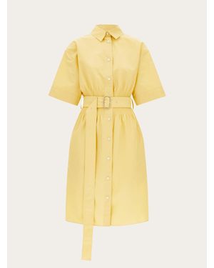 Ferragamo Cotton And Silk Shirt Dress - Yellow