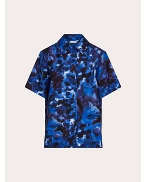 Ferragamo Carnation Print Short Sleeved Shirt - Blue