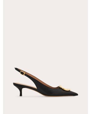 Ferragamo Maxi Gancini Slingback Pump - Natural