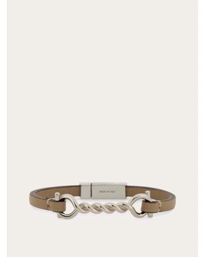Ferragamo Gancini Leather Bracelet (20Cm) - Natural