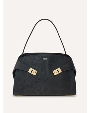 Ferragamo Hug Soft Bicolour Shoulder Bag (M) - Black