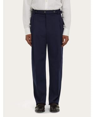 Ferragamo Tailored Pants With Button Detail - Blue