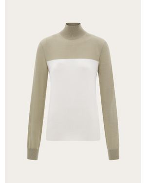 Ferragamo Femmes Col Roulé Bicolore Blanc - Neutre