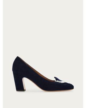 Ferragamo Gancini Block Heel Pump .5 - Blue