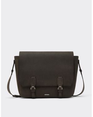 Ferrari Waxed Leather Messenger Bag - Black