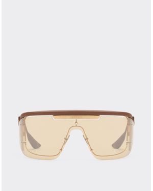 Ferrari Limited Edition Metal And Leather Sunglasses With Mirroredlens - Natural