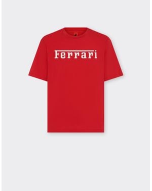 Ferrari Cotton T-Shirt With Logo - Red