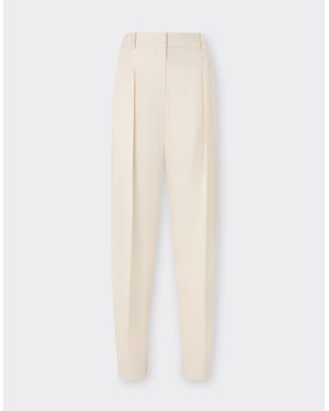 Ferrari Pantalones De Seda Shantung - Blanco
