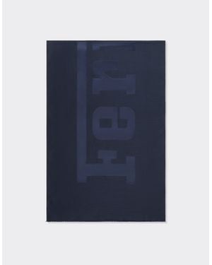 Ferrari Wool And Silk Scarf With Logo - Blue