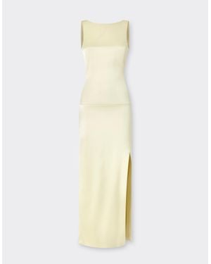 Ferrari Long Stretch Satin Dress - White