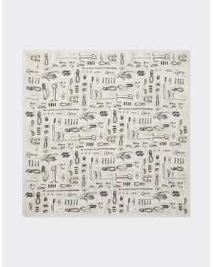 Ferrari Silk Scarf With Officina Print - Multicolor