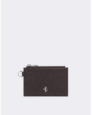 Ferrari Garnet Leather Card Holder - Brown