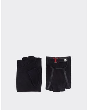 Ferrari X Charles Leclerc Suede Fingerless Driving Gloves - Black