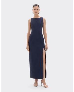 ferrari silk drape dress Wrap Dress in Jacquard Silk Blend with Pekin Stripes in Salvia