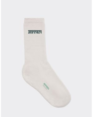 Ferrari Cotton Socks With Jacquard Logo - White