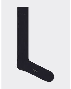 Ferrari Lisle Thread Knee-High Socks With Logo - Blue
