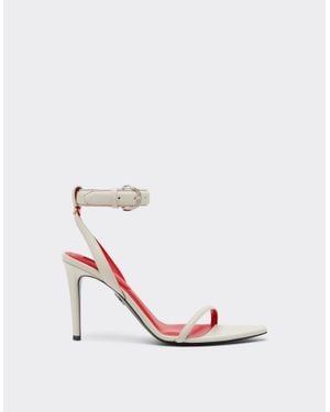 Ferrari Nappa Leather Heeled Sandals - White