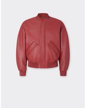 Ferrari Rubberized Nappa Leather Bomber Jacket - Red