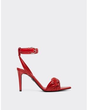 Ferrari Nappa Leather Heeled Sandals - Red
