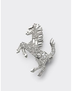 Ferrari Prancing Horse Rhinestone Brooch - Metallic