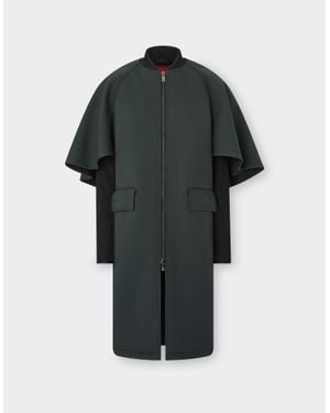 Ferrari Scuba-Effect Bonded Wool Cape Coat - Black