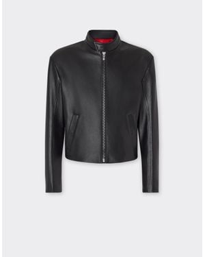 Ferrari Nappa Leather Biker Jacket - Black
