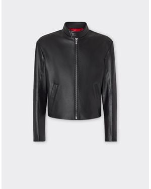 Ferrari Nappa Leather Biker Jacket - Black