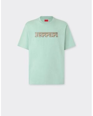 Ferrari Cotton T-Shirt With Embroidered Logo - Green