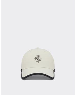 Ferrari Baseball Cap With Metal Prancing Horse - White