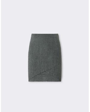 Ferrari Minifalda De Mezcla De Lino Con Canalé Irregular - Gris