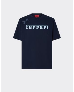 Ferrari X Charles Leclerc T-Shirt With Logo - Blue