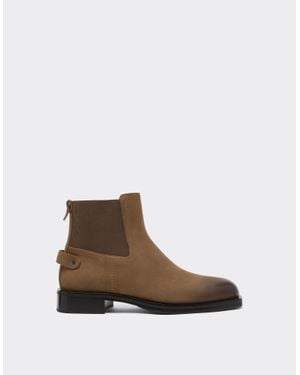Ferrari Nubuck Chelsea Boots With Logo - Brown