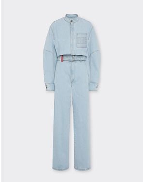 Ferrari X Charles Leclerc Stone-Washed Denim Jumpsuit - Blue