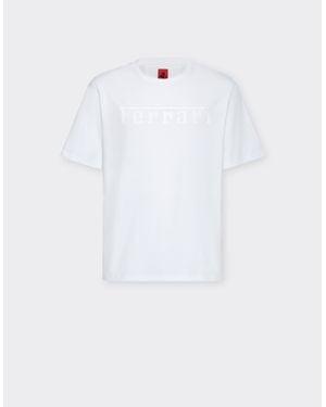 Ferrari Cotton T-Shirt With Logo - White