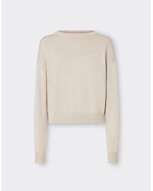 Ferrari Cotton And Silk Long Sleeve Sweater - White