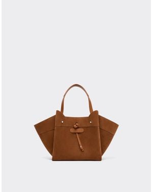 Ferrari Mini Suede Tote Bag - Brown