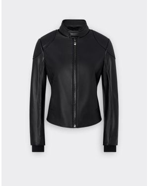 Ferrari Leather Jacket With Padded Shoulders - Black