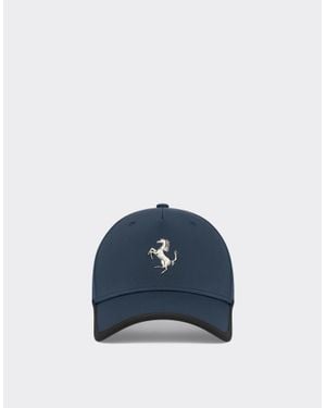 Ferrari Baseball Cap With Metal Prancing Horse - Blue