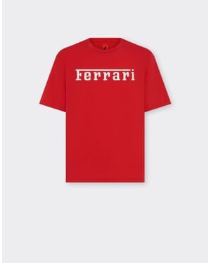 Ferrari Cotton T-Shirt With Logo - Red