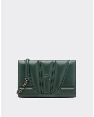 Ferrari Leather Clutch Wallet With Chain - Green